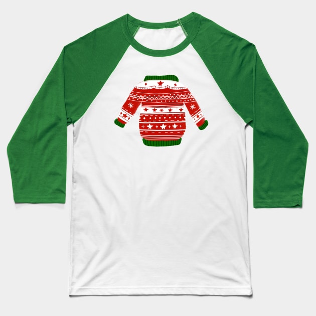 Christmas Sweater Baseball T-Shirt by bruxamagica